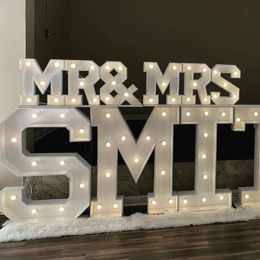 Custom Light up Marry Me Letters Mr & Mrs 4FT 5FT Wholesale Price DIY Size